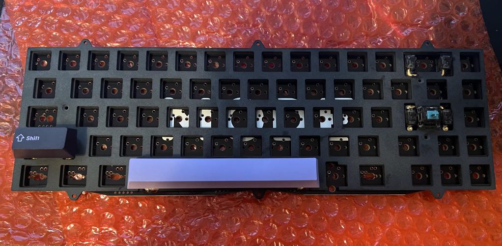 Testing space bar stabilizers with foam and plate