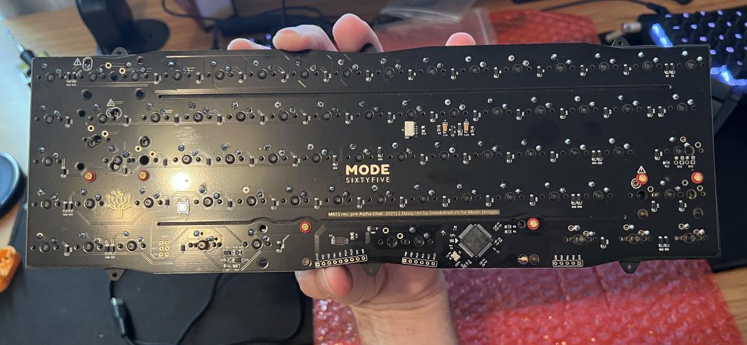 Bottom view of all the soldered switches